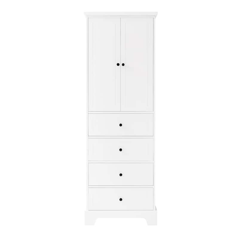Storage Cabinet with 2 Doors and 4 Drawers for Bathroom Office