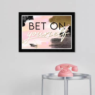 Wynwood Studio Prints Typography and Quotes Bet On Yourself Blush Pink and Light Pink Glam Wall Art Canvas Print
