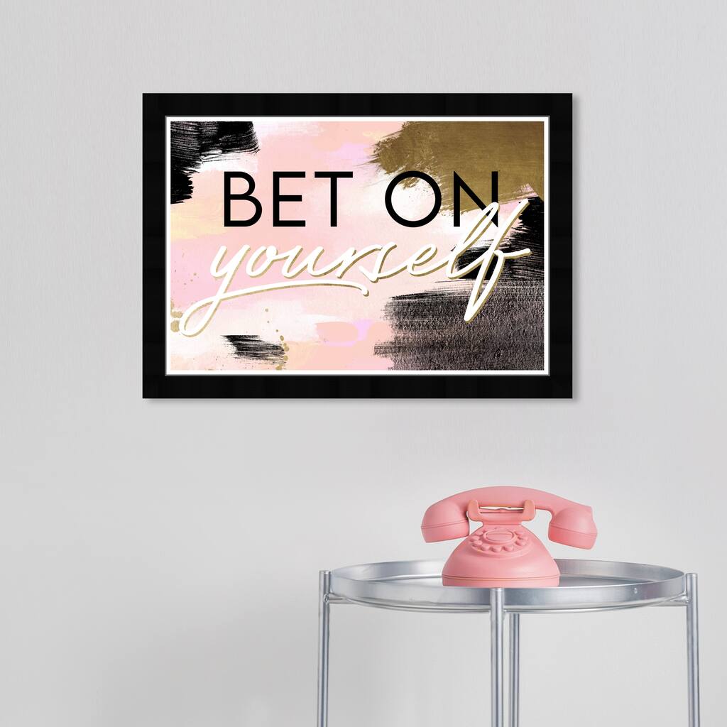 Wynwood Studio Prints Typography and Quotes Bet On Yourself Blush Pink and Light Pink Glam Wall Art Canvas Print