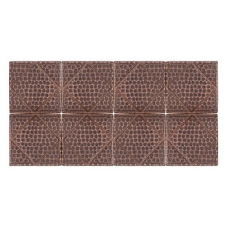 4" x 4" Hammered Copper Tile with Diamond Design - Quantity 8 (T4DBD_PKG8)