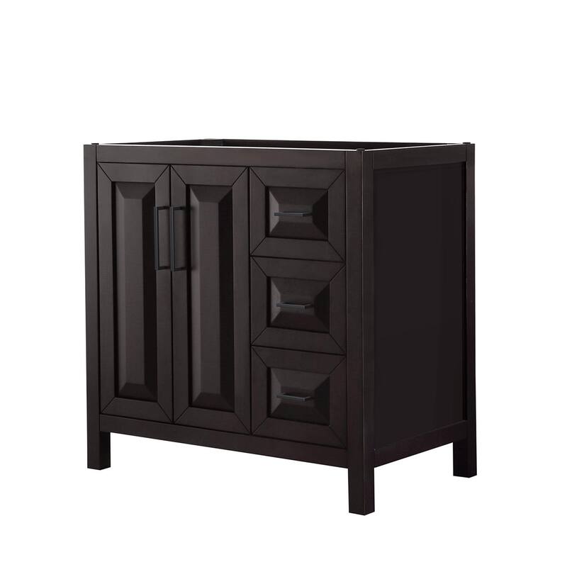 Wyndham Collection Daria 35" Single Free Standing Vanity Cabinet Only - Dark Espresso / Matte Black Hardware