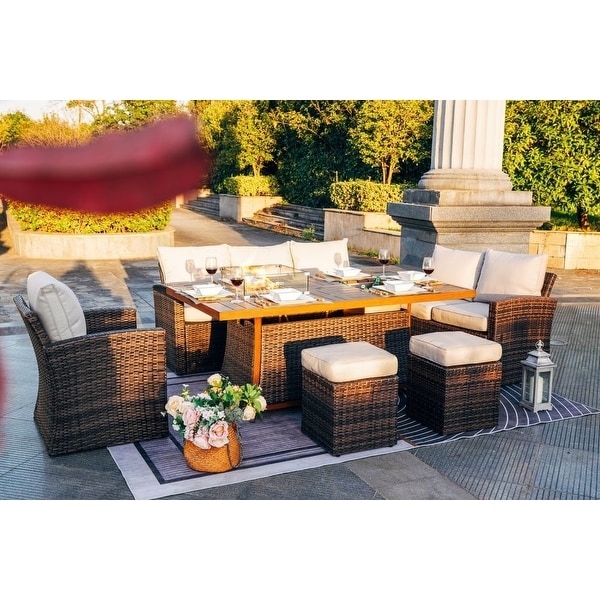 Garden sofa set deals with gas fire pit