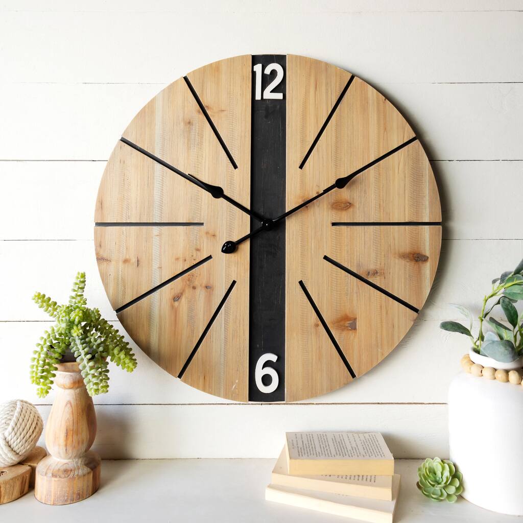 26 inch- Wood/ Metal Wall Clock - 26 x 1.25 x 26