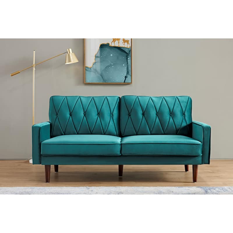 Feemster 69.3" Wide Velvet Tufted Cushion Back Sofa - Green