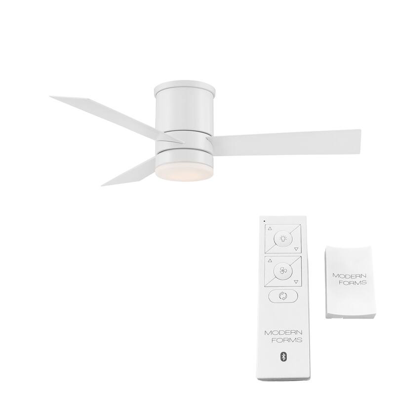 Axis 44 Inch Three Blade Indoor / Outdoor Smart Flush Mount Ceiling Fan with Six Speed DC Motor and LED Light.
