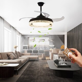 42 Inch Reversible Ceiling Fan With Light - Retractable Blades With Remote Control