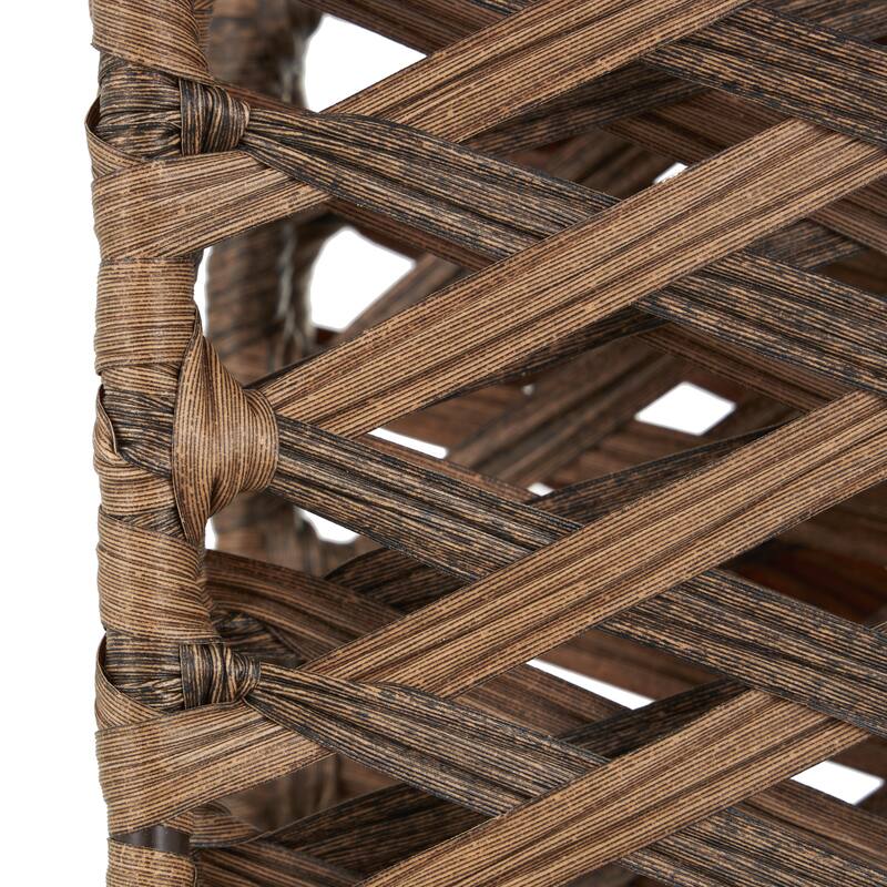 Copper Metal Handmade Foldable Woven 4 Panel Geometric Partition Room Divider Screen with Cutouts