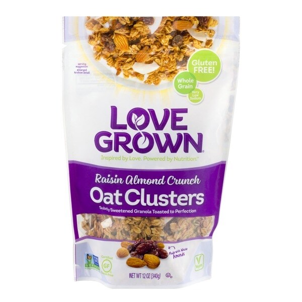 Love Grown Foods Oat Clusters - Raisin Almond Crunch - Case of 6 - 12 oz.