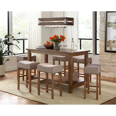 Simple Living Hathaway 7-piece Nailhead Counter Height Dining Set - 7-piece set