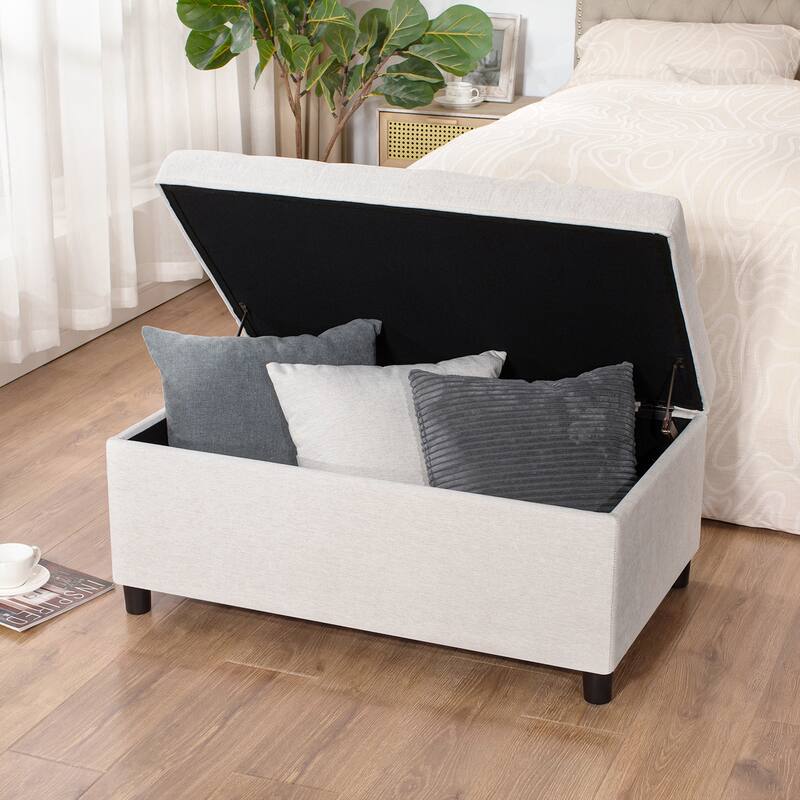 Adeco 35" Tufted Rectangular Storage Ottoman Bench