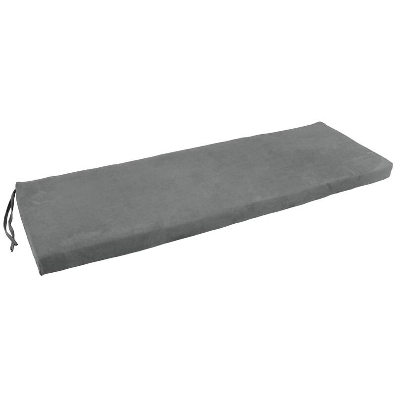 Microsuede Indoor Bench Cushion (57-, 60-, or 63-inches wide) - 57" wide - Steel Grey