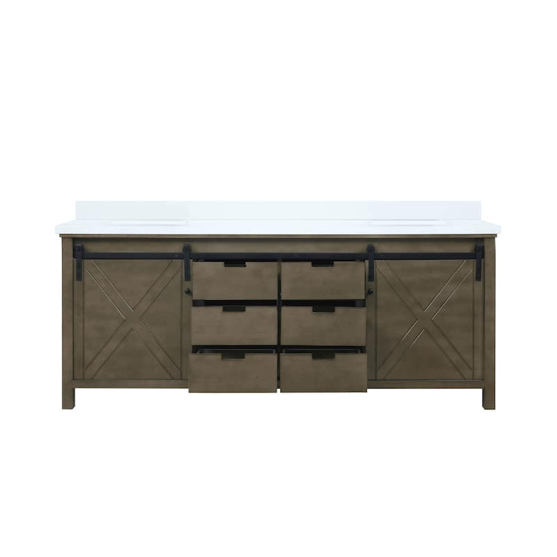 Marsyas 80 in W x 22 in D Brown Double Bath Vanity and Cultured Marble Countertop