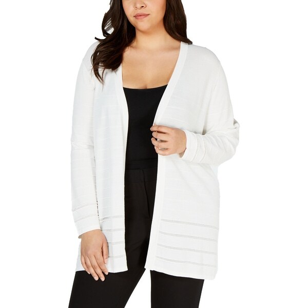 womens plus white cardigan