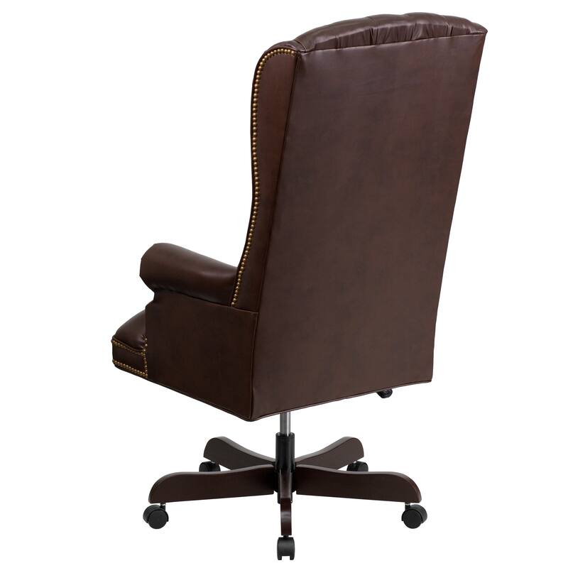 High Back Traditional Tufted LeatherSoft Executive Swivel Ergonomic Office Chair - 30"D x 26.5"W x 48.5" - 51.25"H