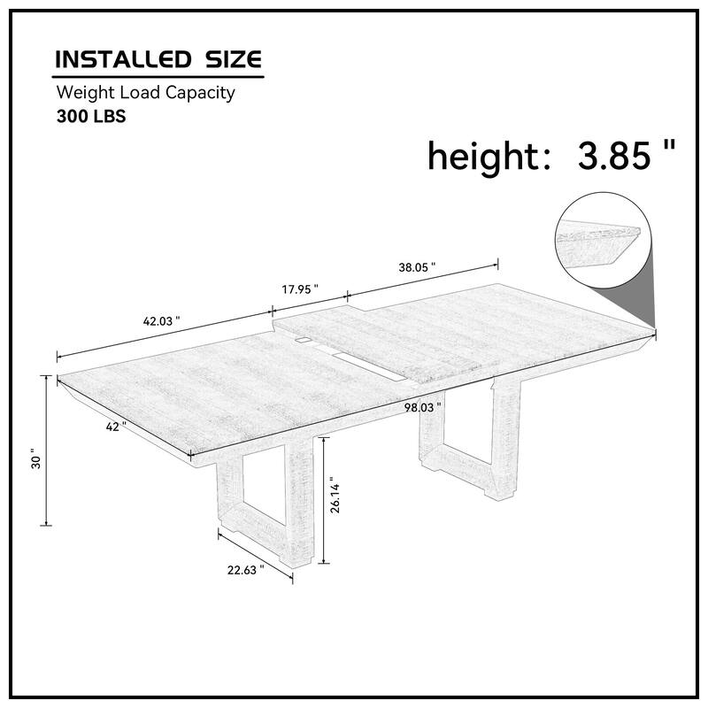 Rectangular Wood Extendable Dining Table Set Stretchable Farmhouse Dining Cabinet for Dining