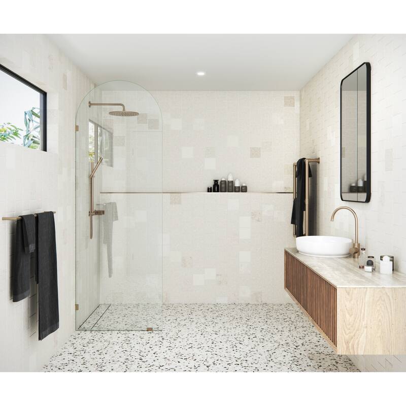 Glass Warehouse 30" x 86.75" Frameless Shower Door - Arched Single Fixed Panel