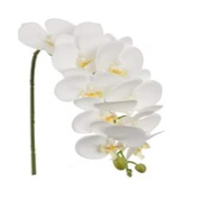 3-Pack: White Phalaenopsis Orchid Stem, 31-Inch, 10 Silk Flowers, Fake Orchids, Vase Fillers by Floral Home - Brown