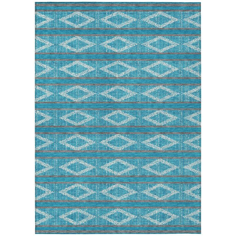 HomeRoots Geometric Transitional Rectangle Outdoor Rug