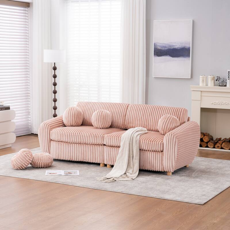 Oversized Corduroy Loveseat Couch Deep Seat Sofa with Solid Wood Frame