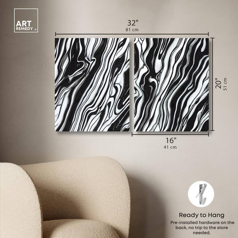 Abstract Lines Set Canvas Set of 2 by Art Remedy, Gallery Wrapped