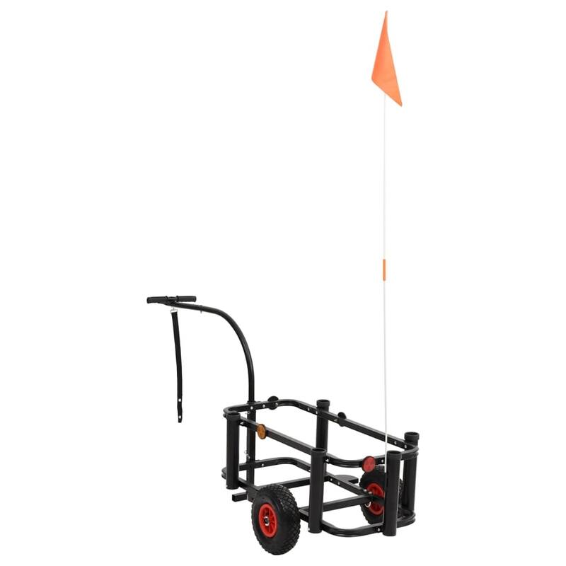 vidaXL Fishing Trolley Black Steel - 34.3" x 14.6" x 32.3"