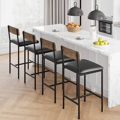 Bar Stools Set of 4, Kitchen Bar Stools with Footrest