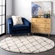 preview thumbnail 10 of 14, Nuloom Handmade Moroccan Trellis Wool Shag Rug 4' Round - Ivory - Round