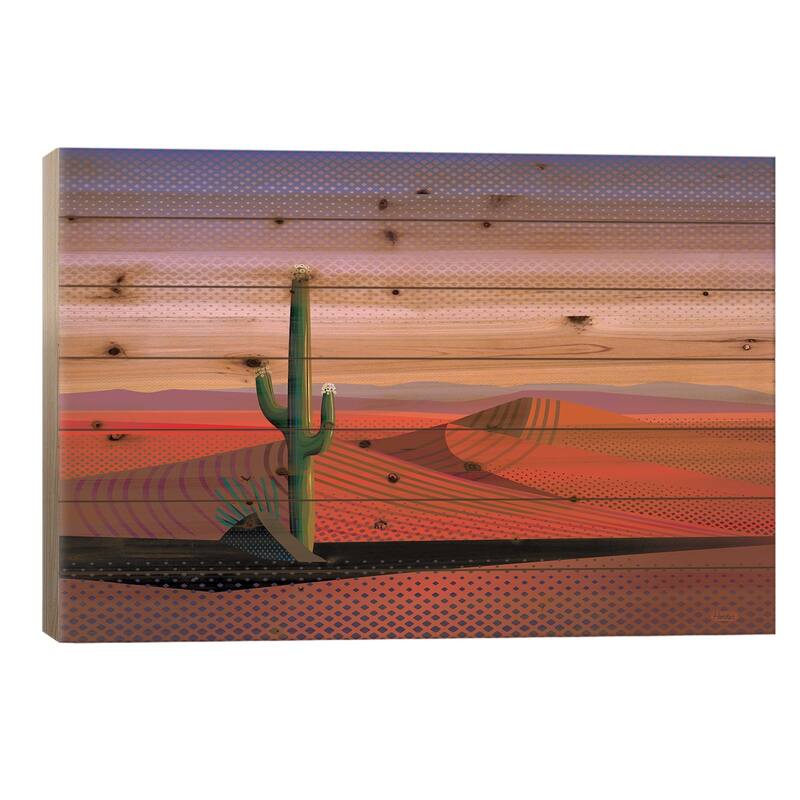 Saguaro Spiritual II Print On Wood by Charles Harker - Multi-Color - 26x40x1.5