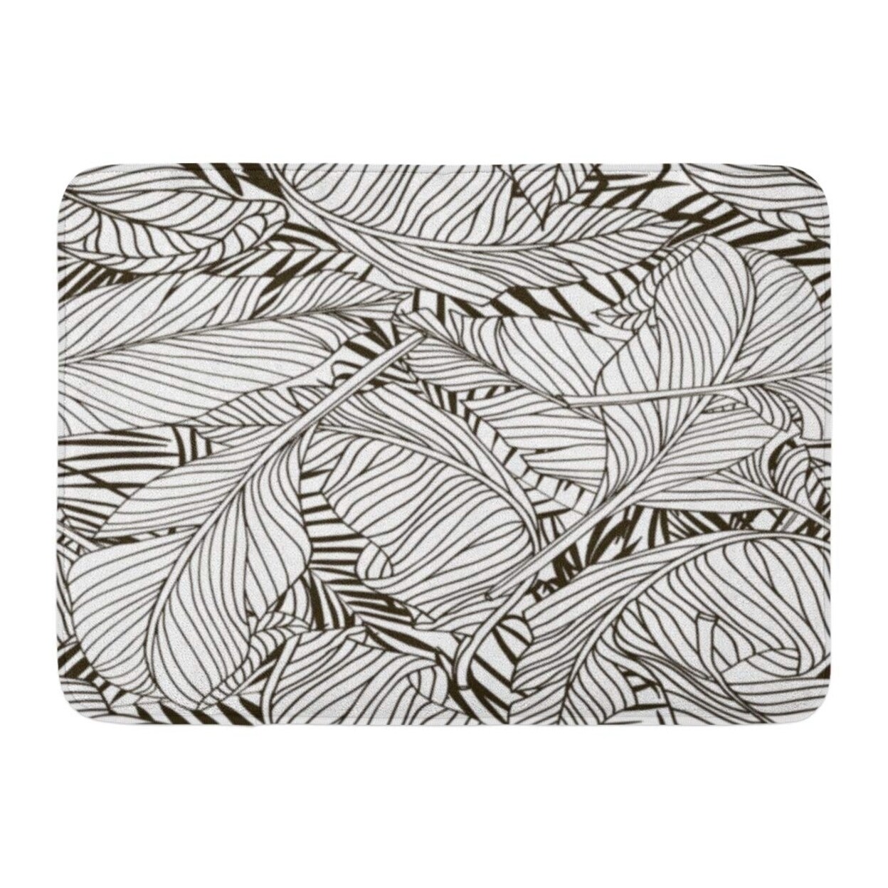 Shop Leaf Tropical Palm Trees And Banana Leaves Abstract Black Pattern Flower Doormat Floor Rug Bath Mat 23 6x15 7 Inch Multi Overstock 31775052