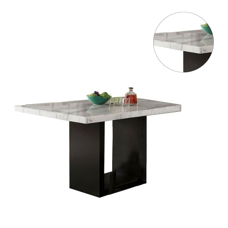 Genuine Marble Counter Height Dining Table in White