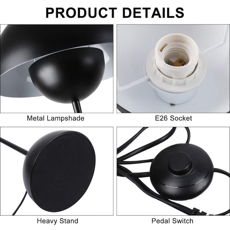 Industrial Metal Shade White/Black/Gold Floor Lamp with Foot Switch Modern Tall Standing Lamp for Living Room