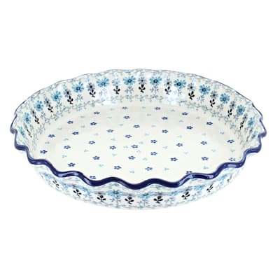 Blue Rose Polish Pottery 636 Ceramika Artystyczna Pie Plate