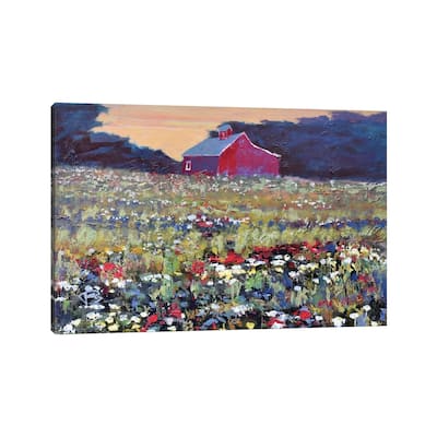 iCanvas "Red Barn And Flowers" by Kip Decker Canvas Print