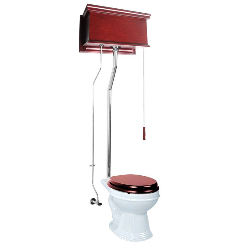 High Tank Toilet - Cherry Flat Tank, Round Bowl and L Pipes Renovators Supply