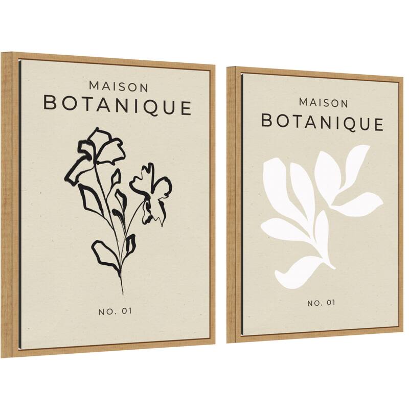 Amanti Art Botanical Sketch & Elegant Leaves 2 Piece by Treechild Framed Canvas Wall Art