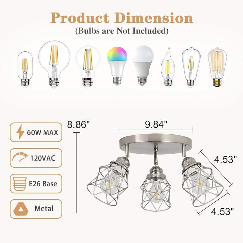 3-lights kitchen light nickel entryway light metal, ‎iron ceiling lamp