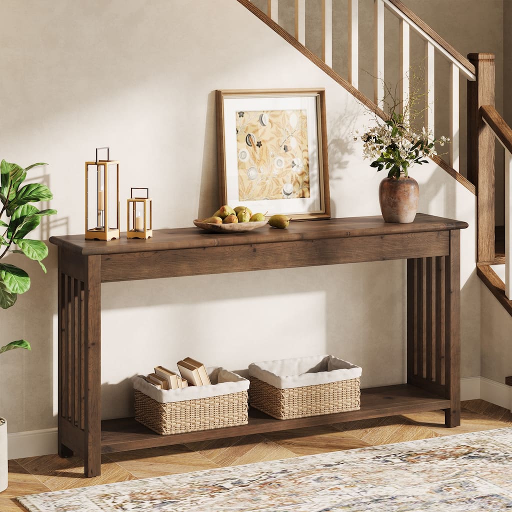 Solid Wood Console Table with Storage, Entryway Sofa Table, Living Room Hallway Behind Couch