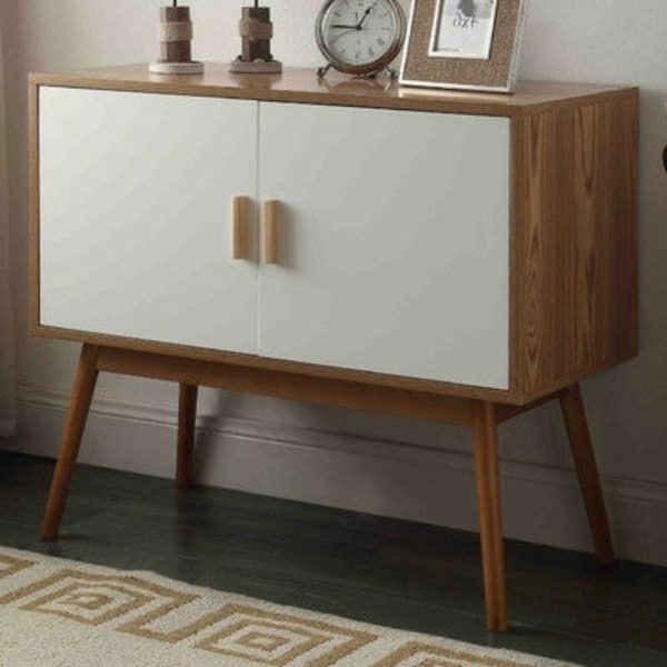 Shop Mid-Century Modern Console Table Storage Cabinet with Solid Wood