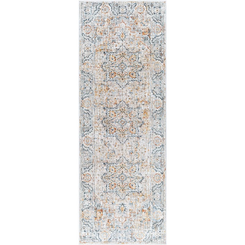 Livabliss Traditional Laila Medallion Area Rug - 2'7" x 7'3" - Light Grey