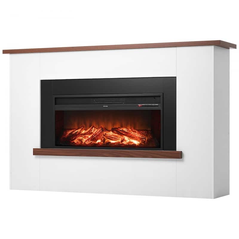 1500W Electric Fireplace Heater with Adjustable Flame Brightness and Infrared Heat Remote Control