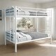preview thumbnail 1 of 6, Twin Over Twin Bunk Bed with Ladder, High Guardrail, and Storage Space White
