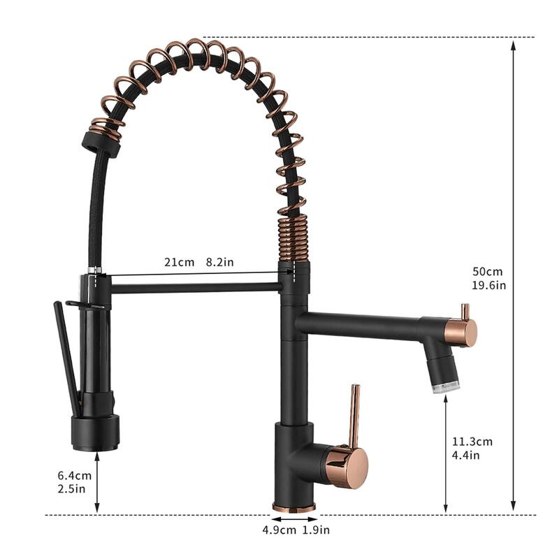 LED Kitchen Faucet With Pull Down Sprayer And Pot Filler 2 Handle Commercial Kitchen Sink Faucet Single Hole Matte Black Taps