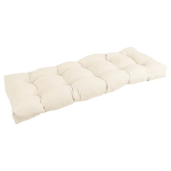 Solid Twill Tufted Indoor Bench Cushion (Multiple widths from 42 to 60 inch) - 51" wide - Natural