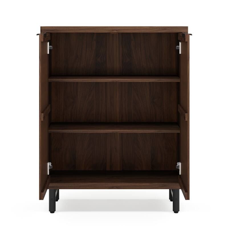 Wooden Bathroom Floor Cabinet, Adjustable Shelves Large Storage Sideboard Accent Cabinet for Bathroom Kitchen Living Room