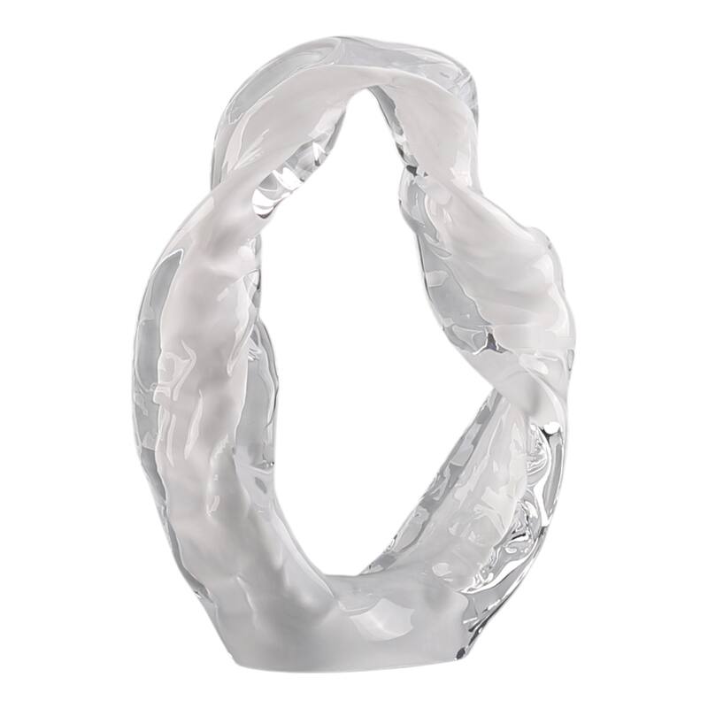 Glass Sculpture Modern Decorative Elegant for Home Decor - 10" White - 8.5" x 3" x 10"