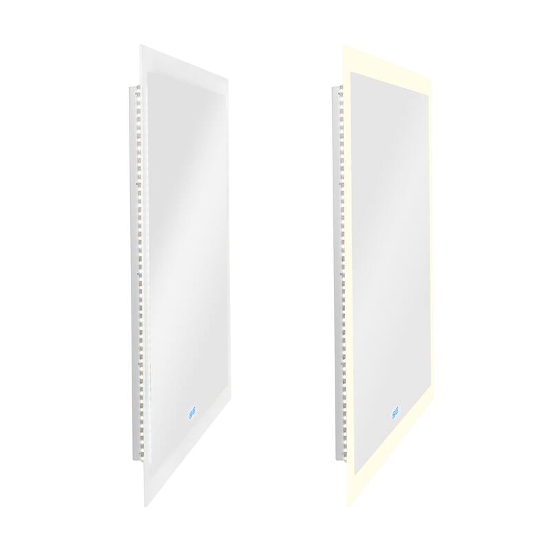 36" x 40" Abigail Matte White Rectangle LED Wall Mirror