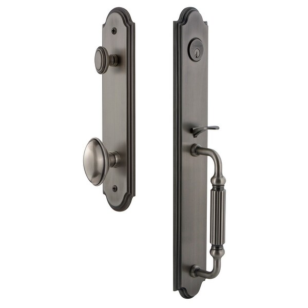 Grandeur ARCFGREDN_ESET_238 Arc Solid Brass Rose Keyed Entry Single Cylinder Full Plate "F" Grip Handleset with Eden Prairie