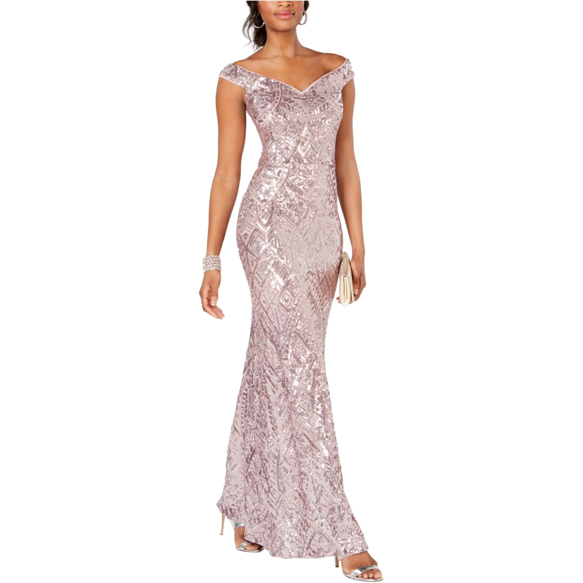 betsy and adam sequin dresses Betsy & Adam "Rava" Sequin V-Neck Floral Dress A26847