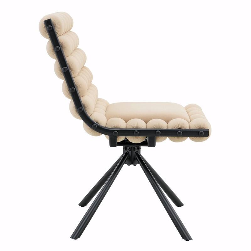 Set of 2 Puffy Bubble Velvet Dining Chairs with Ball Chain Detail