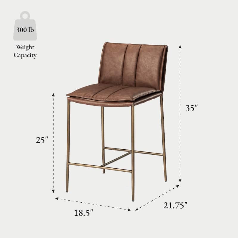 Maven Lane Gerard Bar Metal & Vegan Leather Kitchen Dining Stool